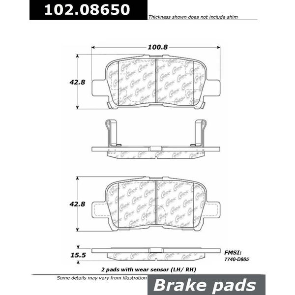 Centric Parts CTEK Metallic Pad, 102.08650 102.08650